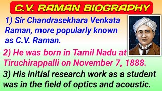 CV Raman Biography in English  CV Raman Essay in English  National Science day in English [upl. by Khalil]