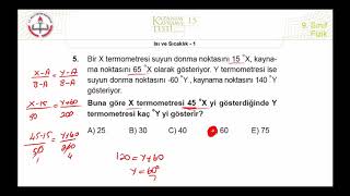 9Sınıf MEB Fizik Kazanım Kavrama Testi15 PDF  Isı ve Sıcaklık1  20192020 [upl. by Odell]