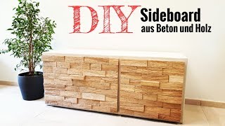 DIY Sideboard  Sitzbank aus Beton und Holz selber bauen [upl. by Ahsyekat56]