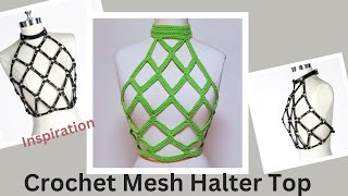 Crochet Mesh Halter Top  Tutorial [upl. by Hermie820]