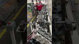 Auto engine production line using filler gauge measuring valve clearance car engine factory [upl. by Anirtek]