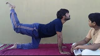 Tiger pose teaching Vyghrasana టైగర్ పోజ్ TigerPose Tiger Backpain Sciatica ThighFatButtoks [upl. by Jerrine]