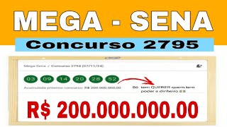 ✏ Mega  sena 🙋‍♂️ concurso 2795 🙆‍♀️ Aposta simples 🙆‍♂️R 20000000000 ✏ 09  11  2024🕊 [upl. by Mauer269]