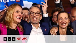 Austrias farright Freedom Party celebrates unprecedented election win  BBC News [upl. by Fullerton]