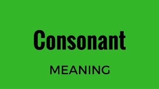 Consonant Meaning [upl. by Eramat]