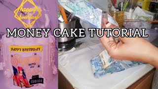 HOW TO DECORATE A MONEY CAKEEASY MONEY CAKE DECORATIONDECORATE WITH ME [upl. by Ryter]