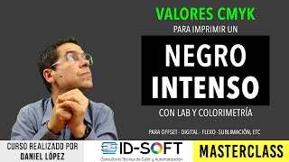 Porcentaje CMYK para Imprimir Color NEGRO INTENSO con CieLab y Colorimetría [upl. by Anawt108]