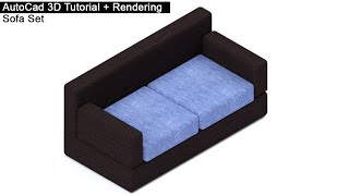 Autocad 3D Tutorial  Sofa Set Modeling  Rendering [upl. by Horst787]