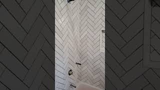 Herringbone Tile Bathtub Wall  Burlington Ontario [upl. by Monney]