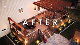 Amazing Deck Patio and Pergola Backyard Transformation  2 Week Project Time Lapse [upl. by Aneela]