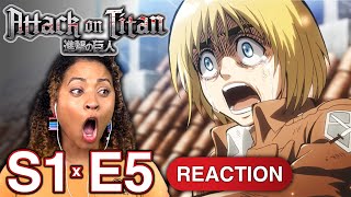 WAIT WHAT IS HAPPENING IN TROST  Attack on Titan Season 1 Episode 5 DUB Reaction [upl. by Auehsoj]