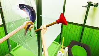 I Smashed Up This Entire Bathroom with a Stupid Fish in Hotel RnR VR [upl. by Eelyram]