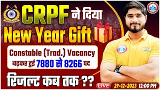 खुशखबरी 😍  New Year Gift 🎁  CRPF Tradesman Vacancy Increased CRPF Results Info By Dharmendra Sir [upl. by Akiaki]