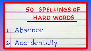 SPELLING OF HARD WORDS  20  30  50 SPELLING OF HARD WORDS  PRONUNCIATION [upl. by Mcknight998]