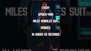 Every SpiderMan Miles Morales Suit Ranked in 60 Seconds shorts spiderman spidermanmilesmorales [upl. by Iclek]