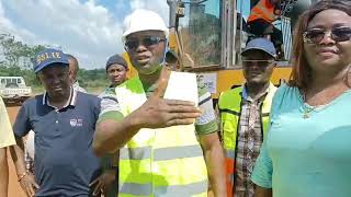 Minister of Works and Public Assets inspect the Regravelling of the road from Njala to Sembehum [upl. by Noeled934]