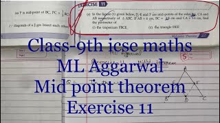 Class9th icse mid point theorem ML Aggarwal Ex 11 maths In figure given below D E and F are mid [upl. by Onitrof]