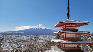 4K・ Fuji Arakurayama shrine in snow・4K HDR [upl. by Aivonas313]