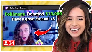 Donating 10000 to Random Twitch Streamers  Pokimane [upl. by Annehcu]