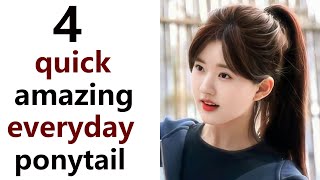 4 best easy ponytail  everyday high pony hairstyle  hairstyle for college [upl. by Sivatnod668]