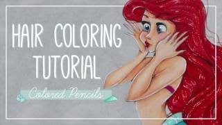 How to Color Ariels hair with colored pencils [upl. by Outlaw]