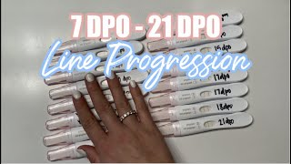 PREGNANCY TEST LINE PROGRESSION 2020 no positive until 16 DPO  Rachel K [upl. by Henry275]