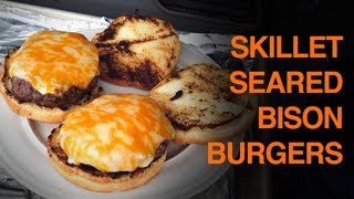 Skillet Seared Butter Bison Burgers with cheese and onion Thick juicy cheesy and delicious [upl. by Rolandson]