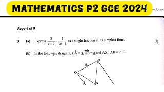 Algebra 2024 GCE Mathematics Paper 2 [upl. by Mutua172]