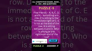 Puzzle5  Government Jobs  Bank Jobs RRB Exams Questions bankexampreparationvideo examquestions [upl. by Adnorehs]