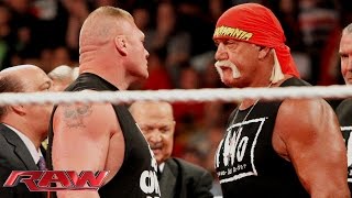 Brock Lesnar crashes Hulk Hogans birthday celebration Raw Aug 11 2014 [upl. by Enitnemelc]