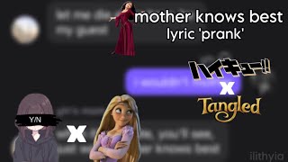 yn as rapunzel  mother knows best lyric ‘prank’  haikyuu x tangled  ilithyia [upl. by Nicoli]