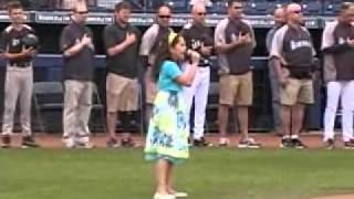 10 Year Old With AMAZING VOICE Sings The National Anthem at a 2011 MLB Spring Training Game [upl. by Lehcim]