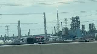 Gas flare at Philips 66 oil refinery LindenElizabeth NJ [upl. by Secnirp]