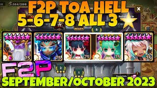 F2P TOA HELL STAGE 5  6  7  8 MANANNAN  MILES  NICKI CHARLOTTE  ELLA SUMMONERS WAR [upl. by Nnayr]