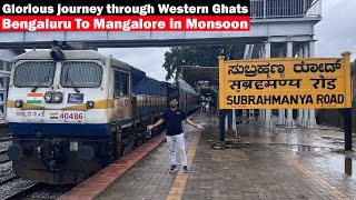 Bangalore to Mangalore Train journey in Monsoon  Glorious journey through Western Ghats [upl. by Ahsinehs]