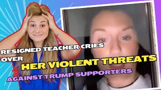 Teacher cries during interview after resigning over her violent threats toward Trump voters [upl. by Aneger850]