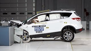 2013 Ford Escape moderate overlap IIHS crash test [upl. by Aihseym367]