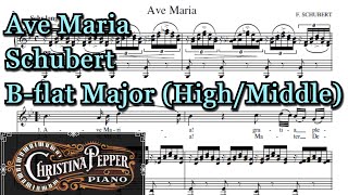 Ave Maria Piano Accompaniment Schubert B flat Karaoke High Voice [upl. by Mauve]