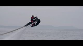 Flyride  The new flying water jet bike from Zapata [upl. by Nnylarat]