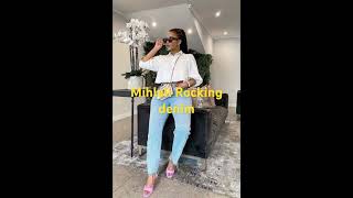 How Mihlali Ndamase styles denim model influencer beautiful shortshortsvideo [upl. by Grussing]