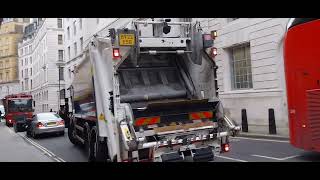 City of Westminster Veolia Mercedes olympus econic emptying recycling 3 1100L bins [upl. by Dyol650]