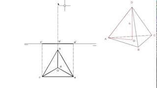 Sistema diédrico Hallar altura del tetraedro caso 1 [upl. by Pubilis]