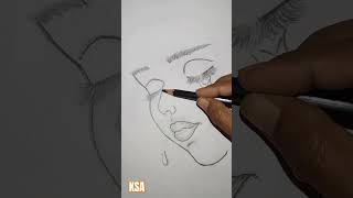 Easy drawings half face 🦋😇reels drawing artsoulsongs sketchtrendingshortsgirl facesadgirl [upl. by Rabush306]