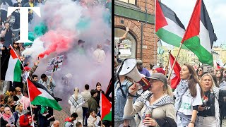 Thousands protest Israels Eurovision entry in Sweden [upl. by Chien]