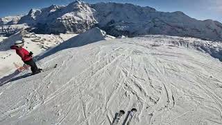 Schilthorn Piz Gloria Piste 10 black 11 blue 8 blue LauterbrunnenMürren Switzerland [upl. by Diley777]