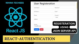 React authentication using JSON Server REST API  Registration screen React JS Full Course [upl. by Dardani]