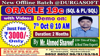 ORACLE 19c Offline Training  DURGASOFT [upl. by Sadoff]