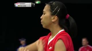 TOTAL BWF World Championships 2017  Badminton Day 1 M8WS  Lyanny A Mainaky vs Kate Foo Kune [upl. by Niwroc561]