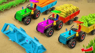 Diy tractor mini Bulldozer to making concrete road  Construction Vehicles Road Roller 587 [upl. by Lamiv123]