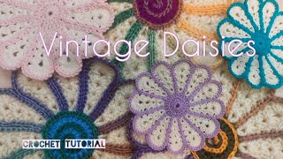 Vintage Crochet Daisy Motif Applique Tutorial Purse Washcloth Potholder Hot pad – Timeless Lace [upl. by Oigufer]